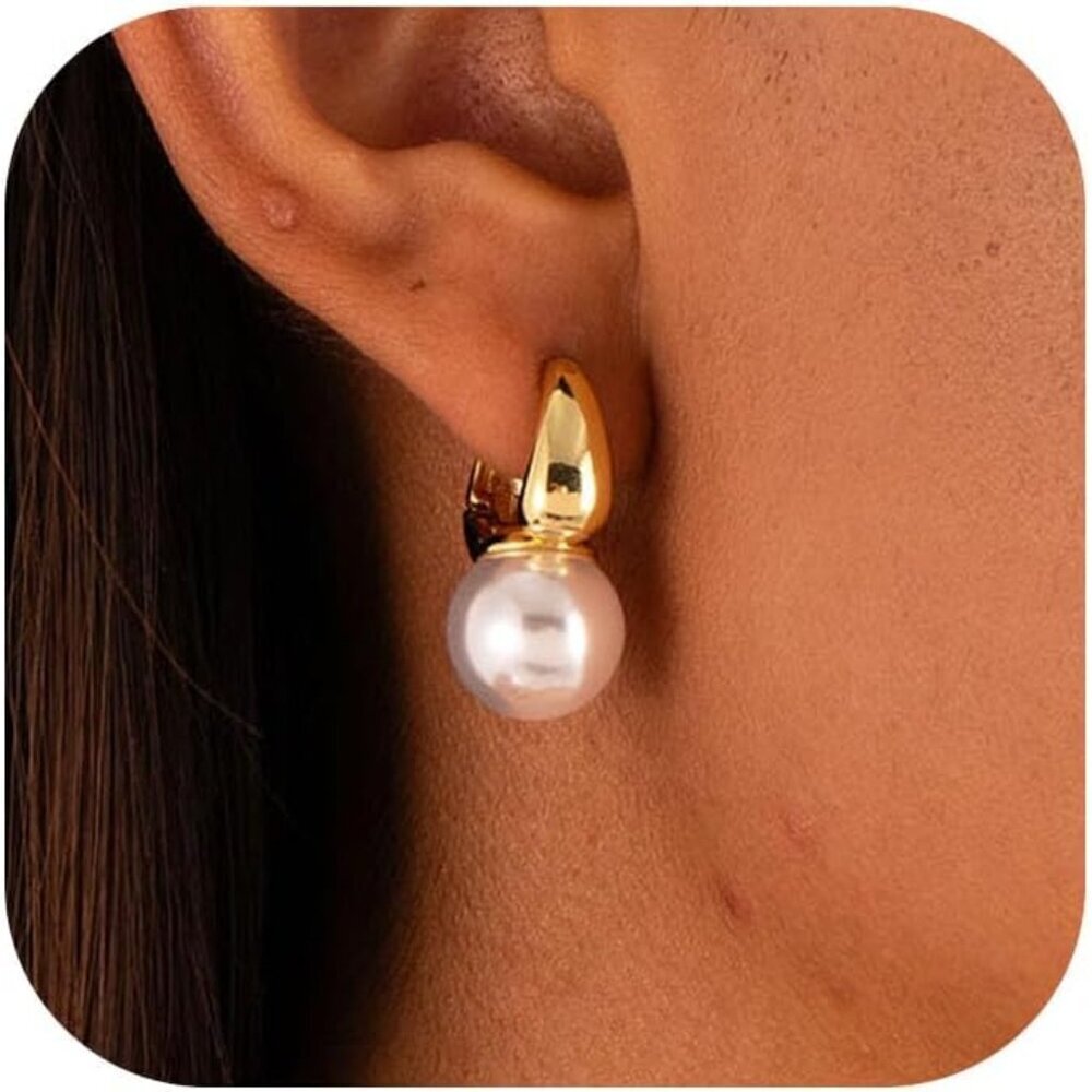 Pearl Dangle Earrings Women 14K Gold Plated Silver AAA Freshwater Cultured Jewel